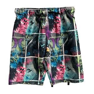Hurley Swim Shorts Trunks Boys Sz Medium Colorful Graphic Surf